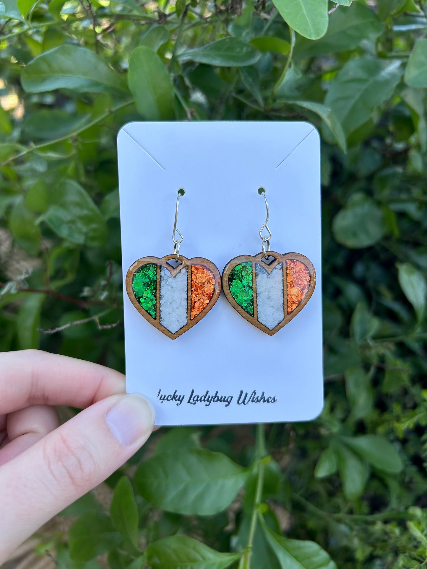 Irish Flag Heart earrings