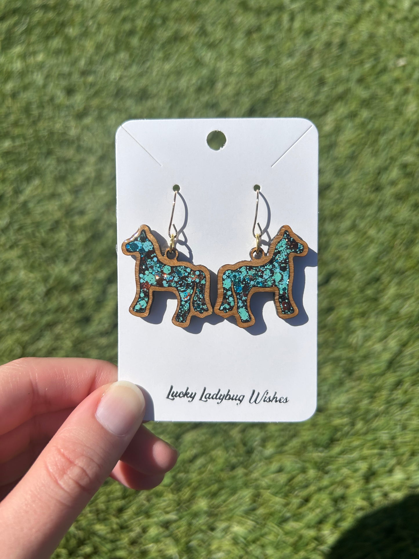 Horse wooden earrings