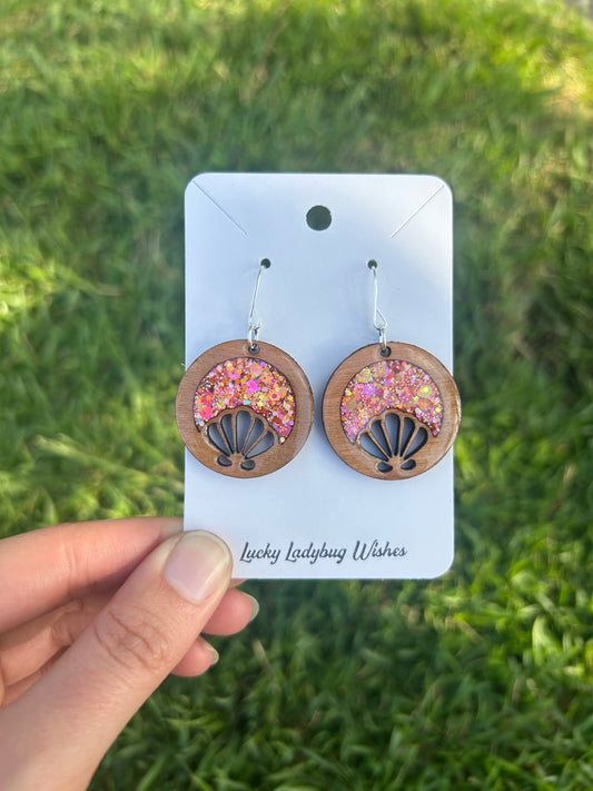Hoop Shells wooden earrings
