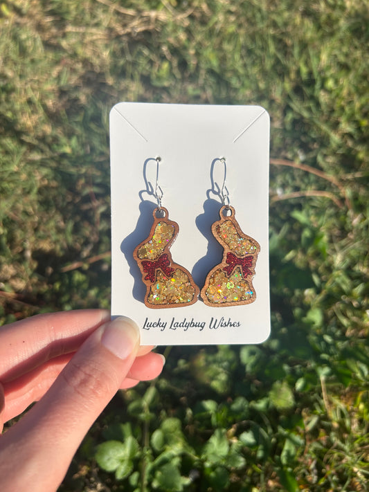 Chocolate bunny wooden earrings