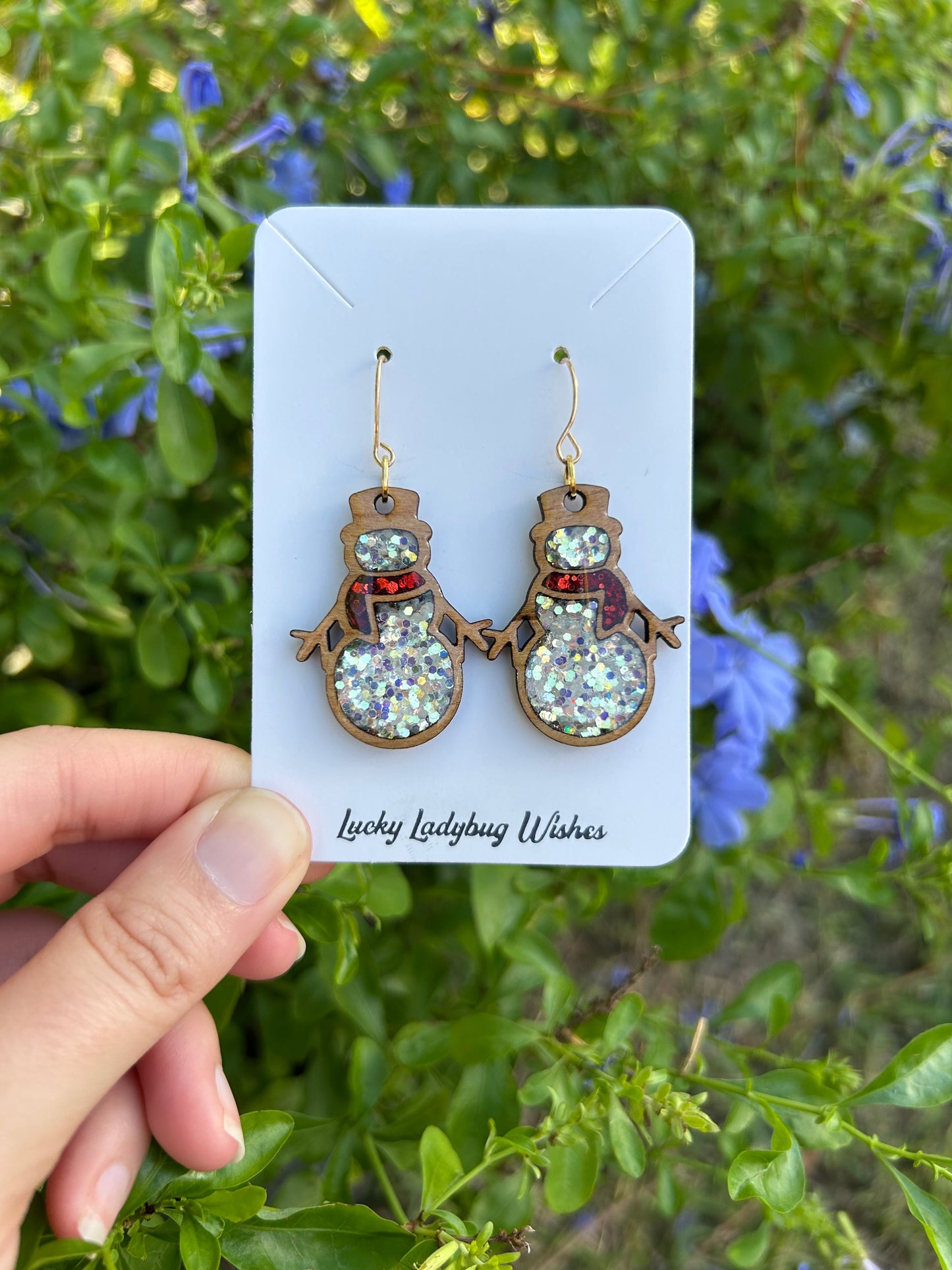 Snowman Wooden earrings