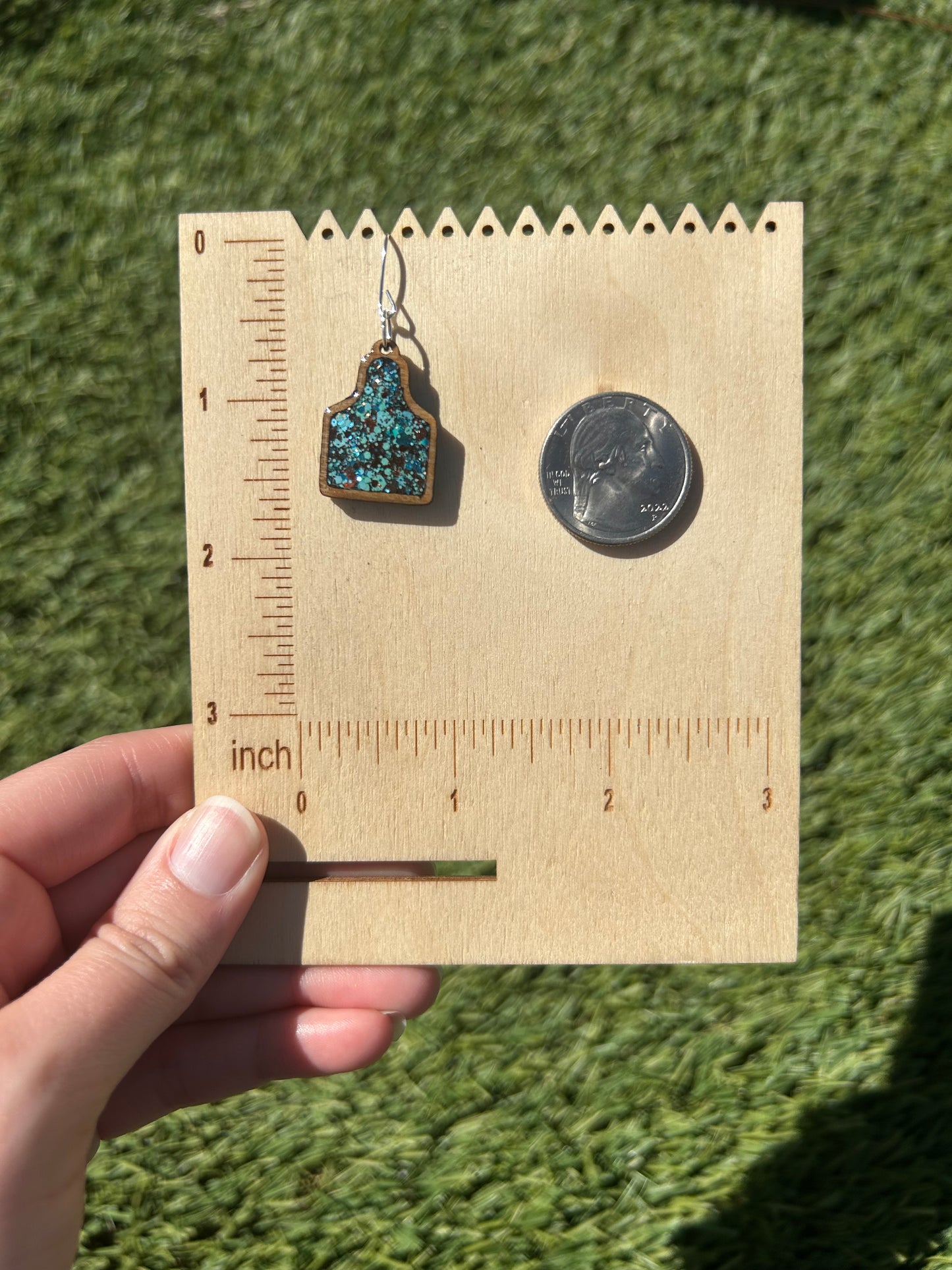 Cow tag wooden earrings