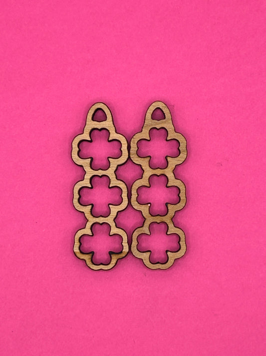 Blank 3 stack clover wooden bezels