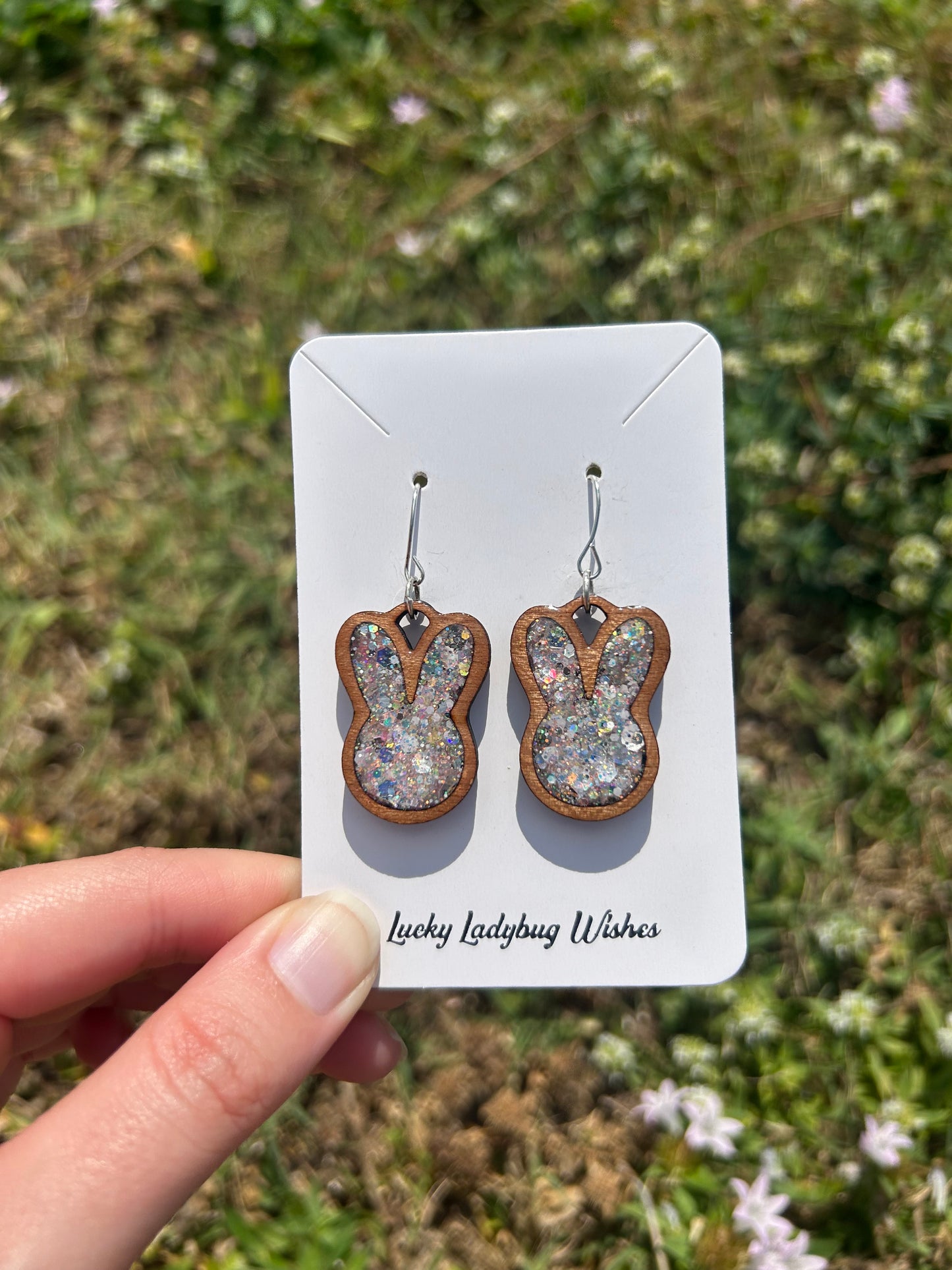 Bunny wooden earrings