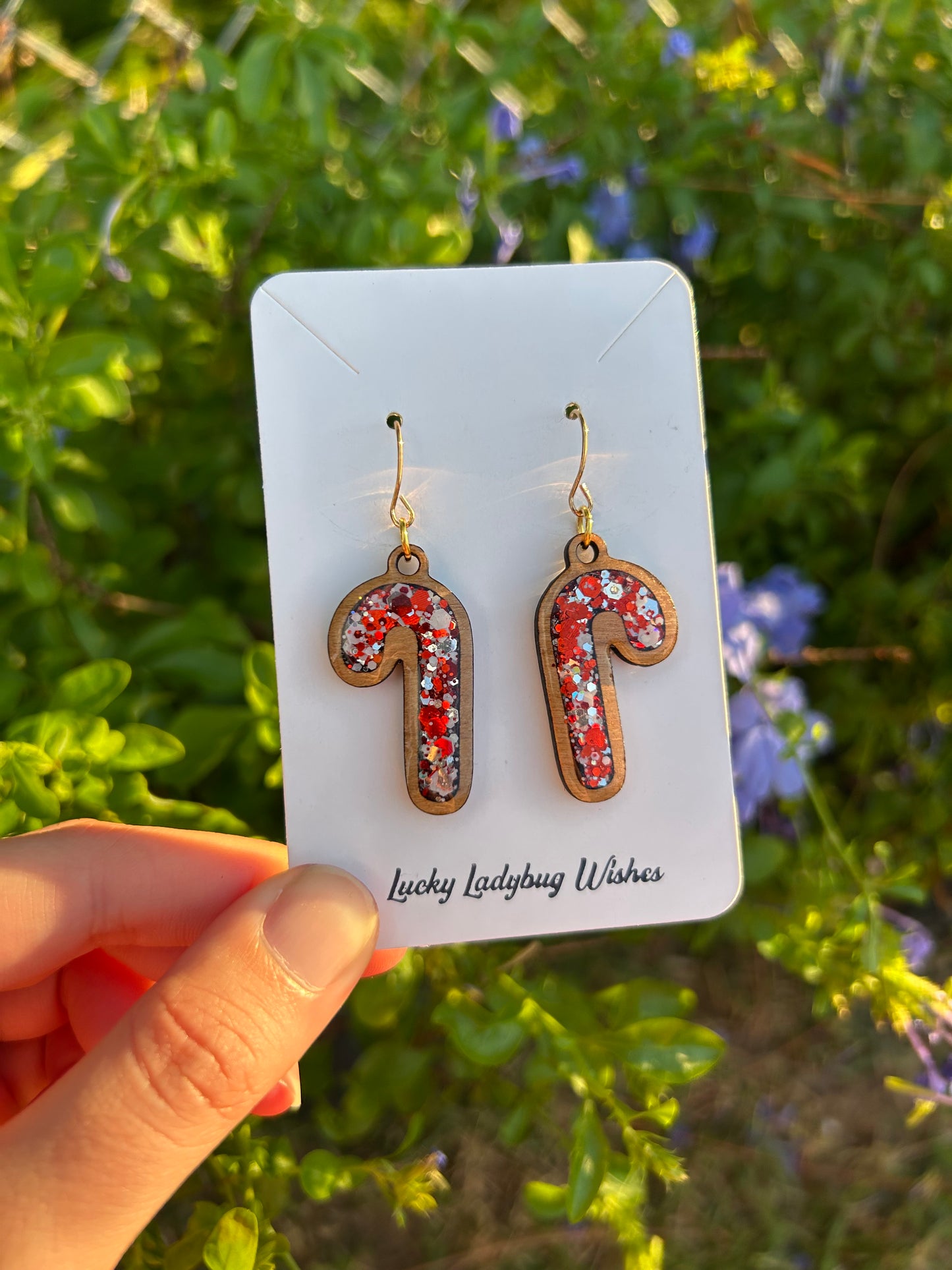 Candy Cane Wooden earrings