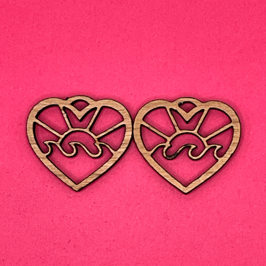 Blank Sun Wave Heart wooden bezels