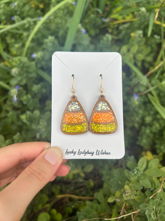 Wooden Candy Corn earrings