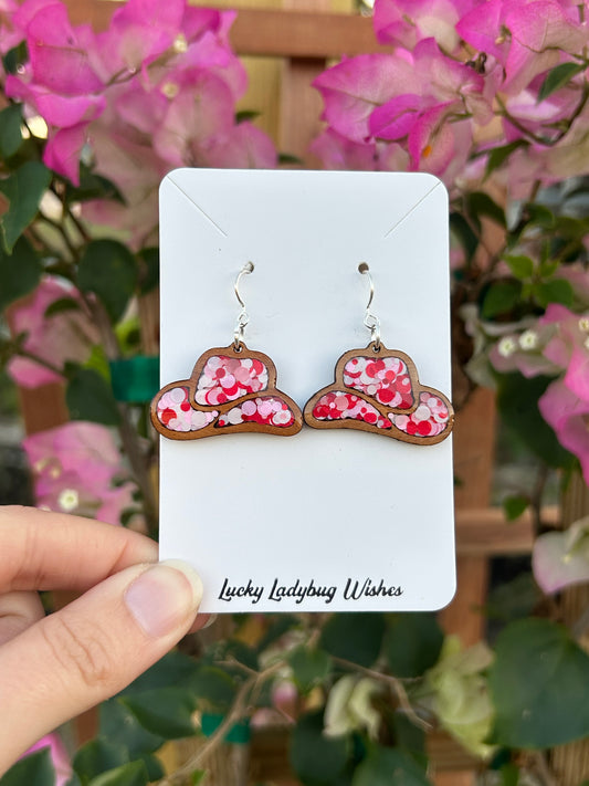 Valentines Cowgirl Hat earrings