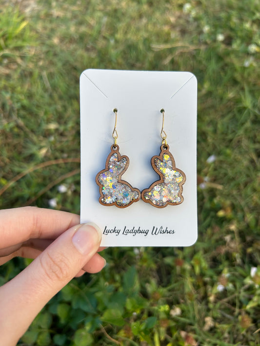 Bunny wooden earrings