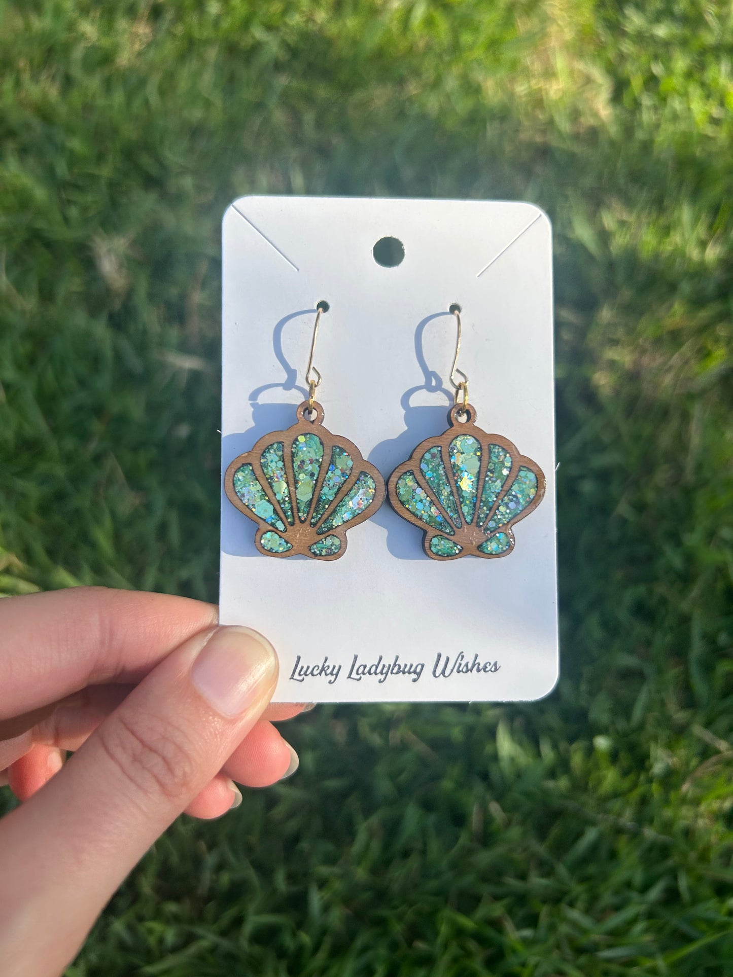 Shells wooden earrings