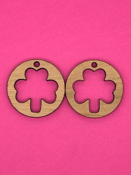 Blank hoop clover wooden bezels