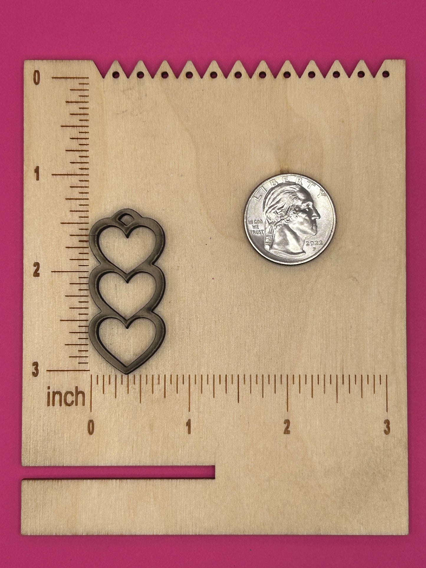 Blank 3 stack heart wooden bezel