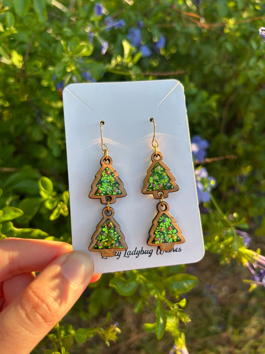 2 Tier Christmas Tree earrings
