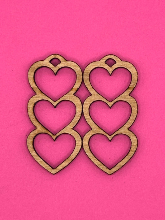 Blank 3 stack heart wooden bezel