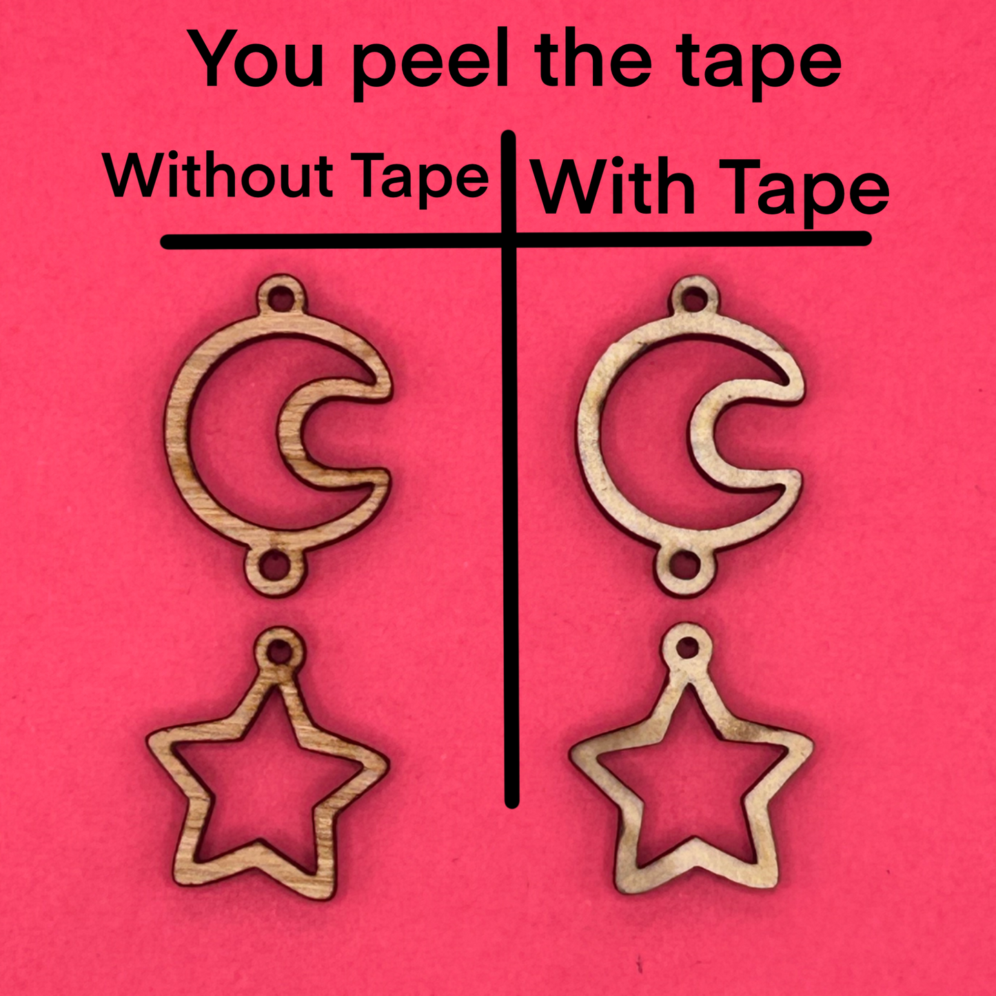 Blank 2 tier Moon and Stars wooden bezels