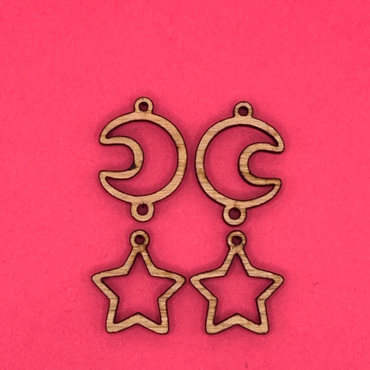 Blank 2 tier Moon and Stars wooden bezels