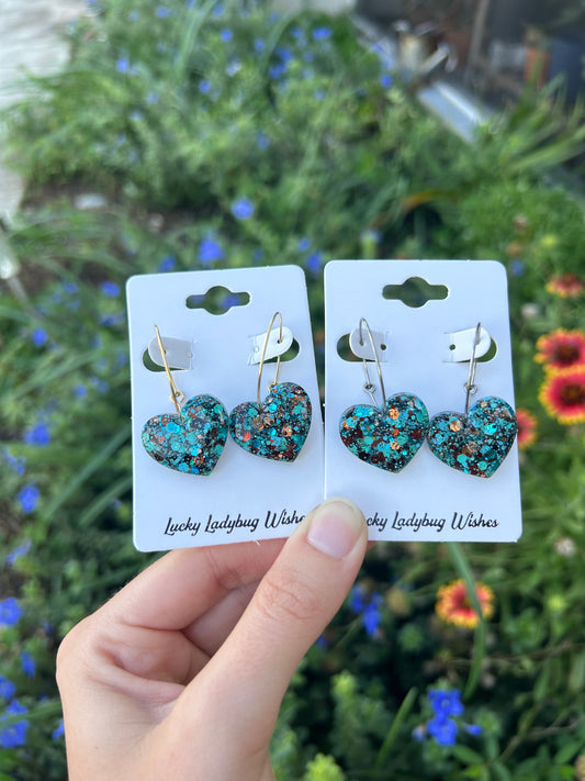 Turquoise heart earrings