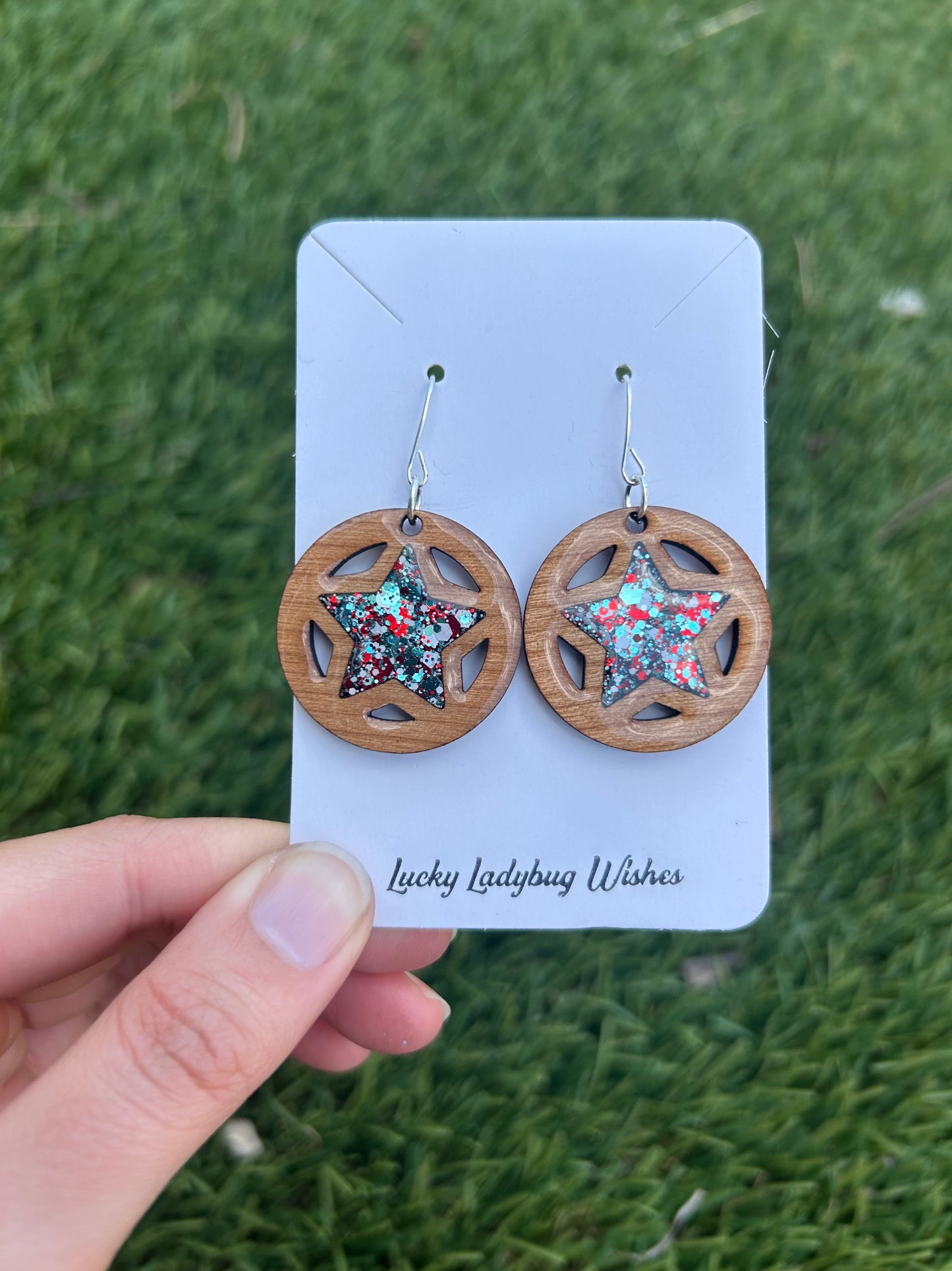 Hoop Stars wooden earrings