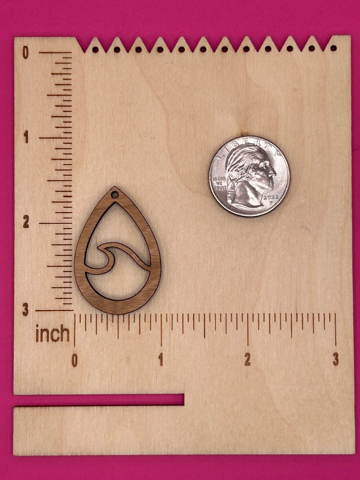 Blank wave teardrop wooden bezel