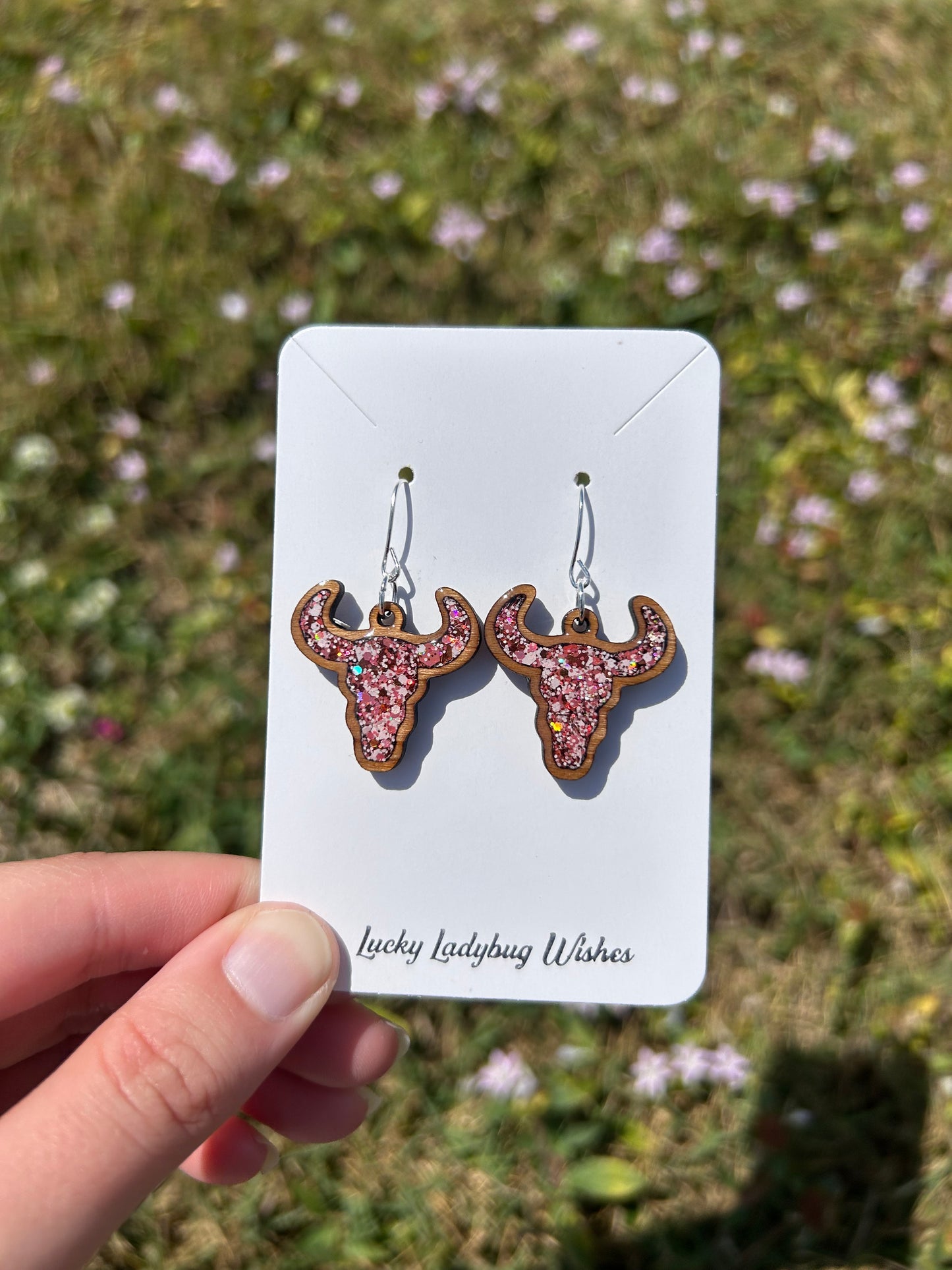 Bull Skull wooden earrings