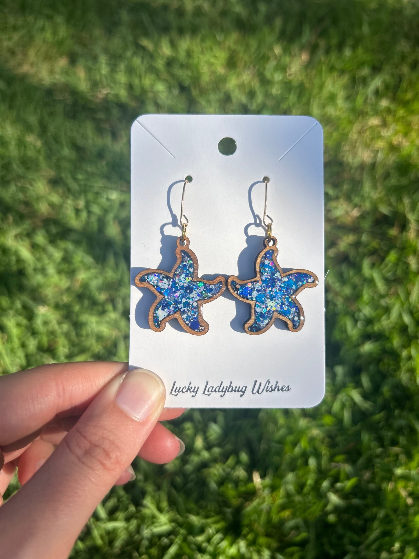 Starfish wooden earrings