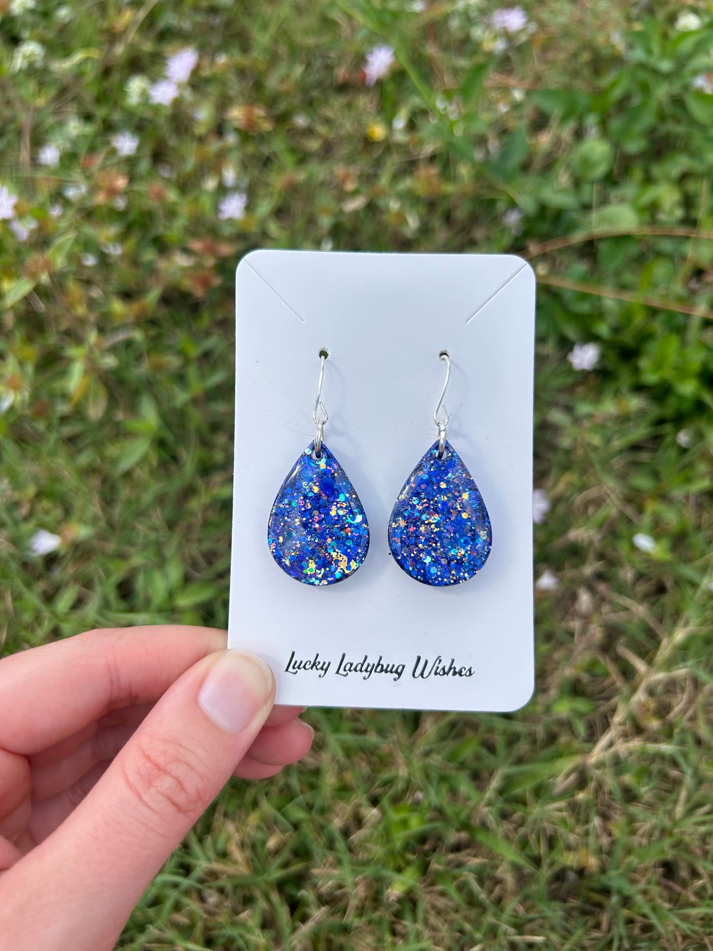 Small Blue jay earrings