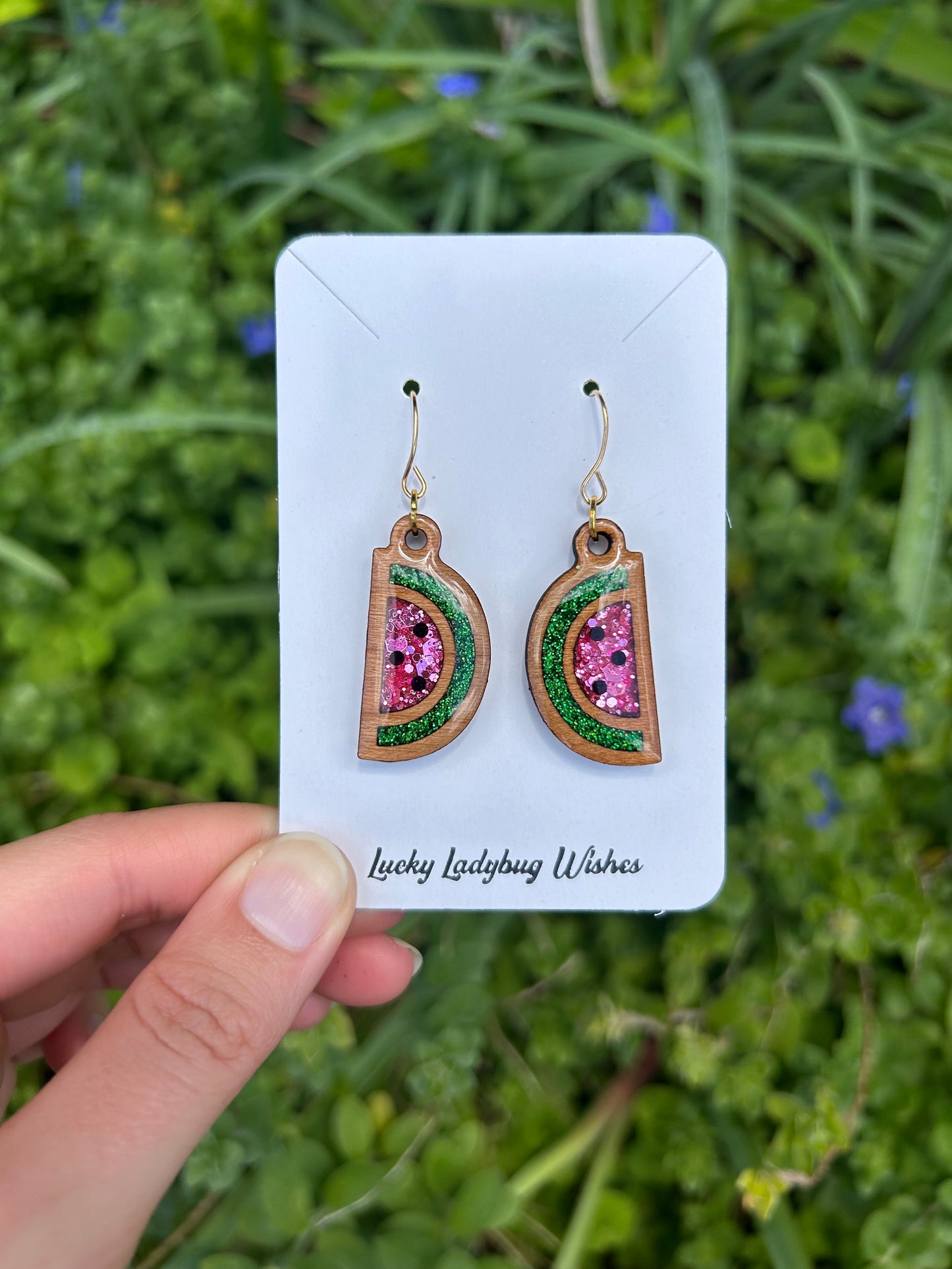 Watermelon slice earrings