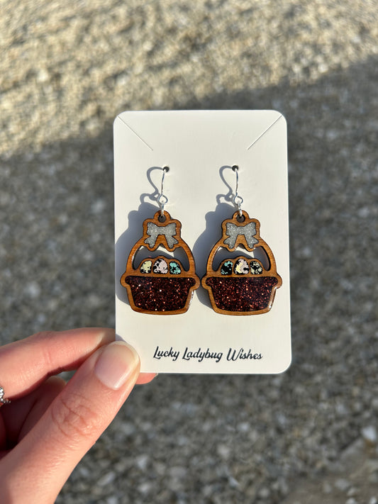 Easter Basket Wooden earrings