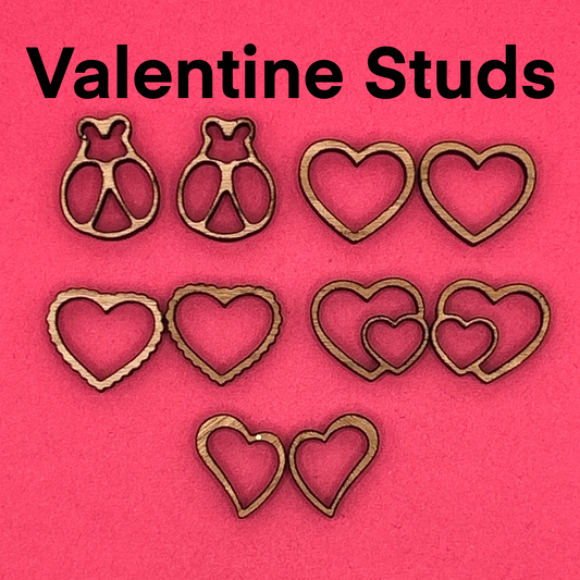 Blank Valentine Studs wooden bezels