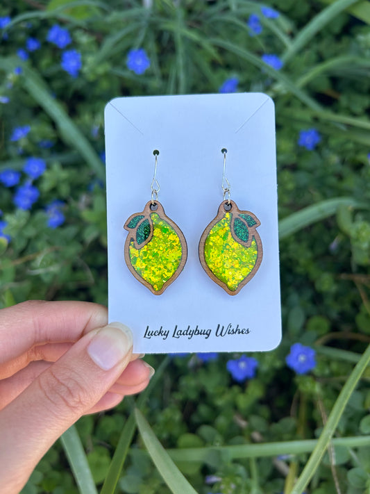 Lemon wooden earrings