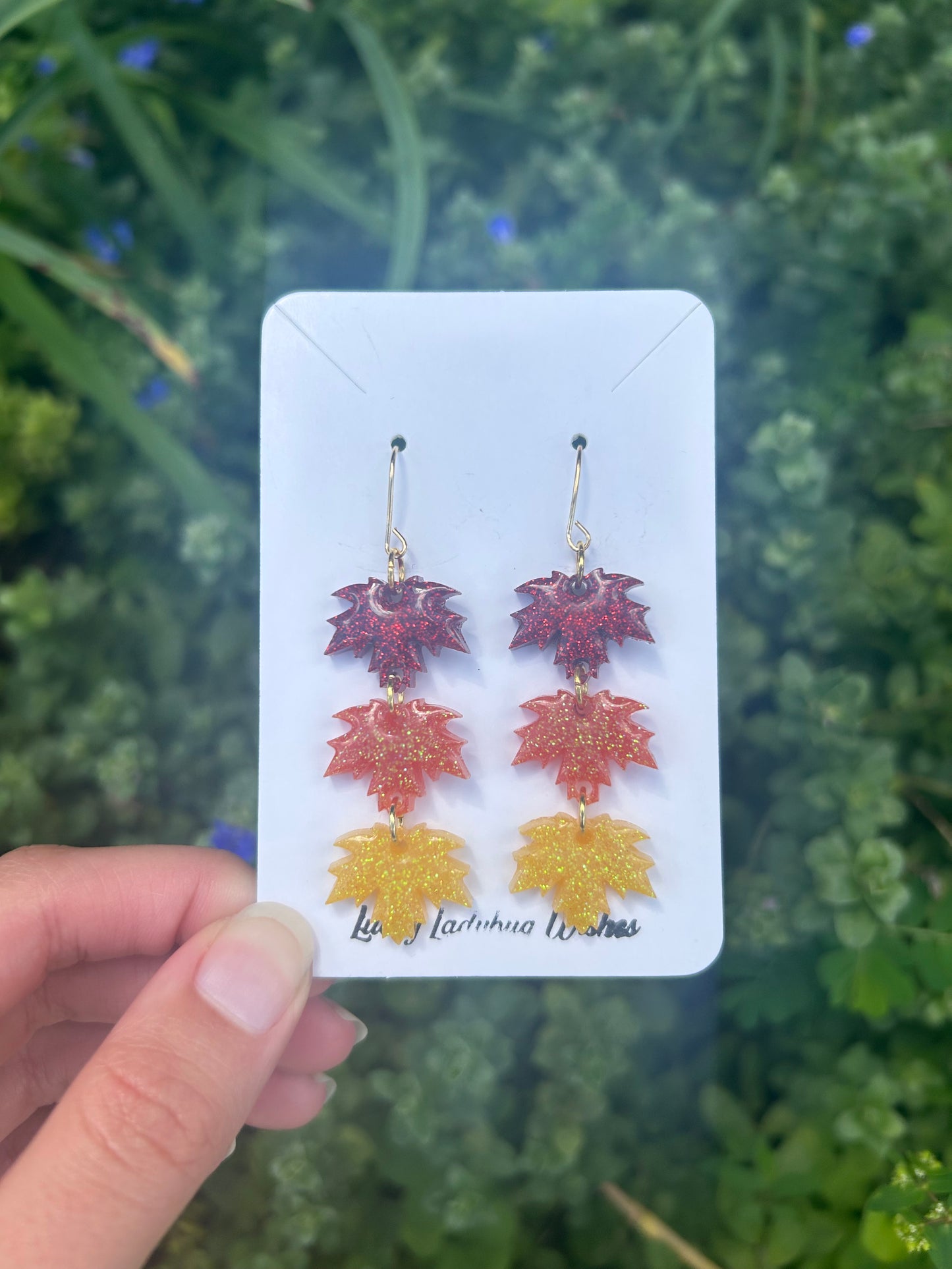 Fall leaf 3 tier earrings