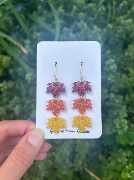 Fall leaf 3 tier earrings