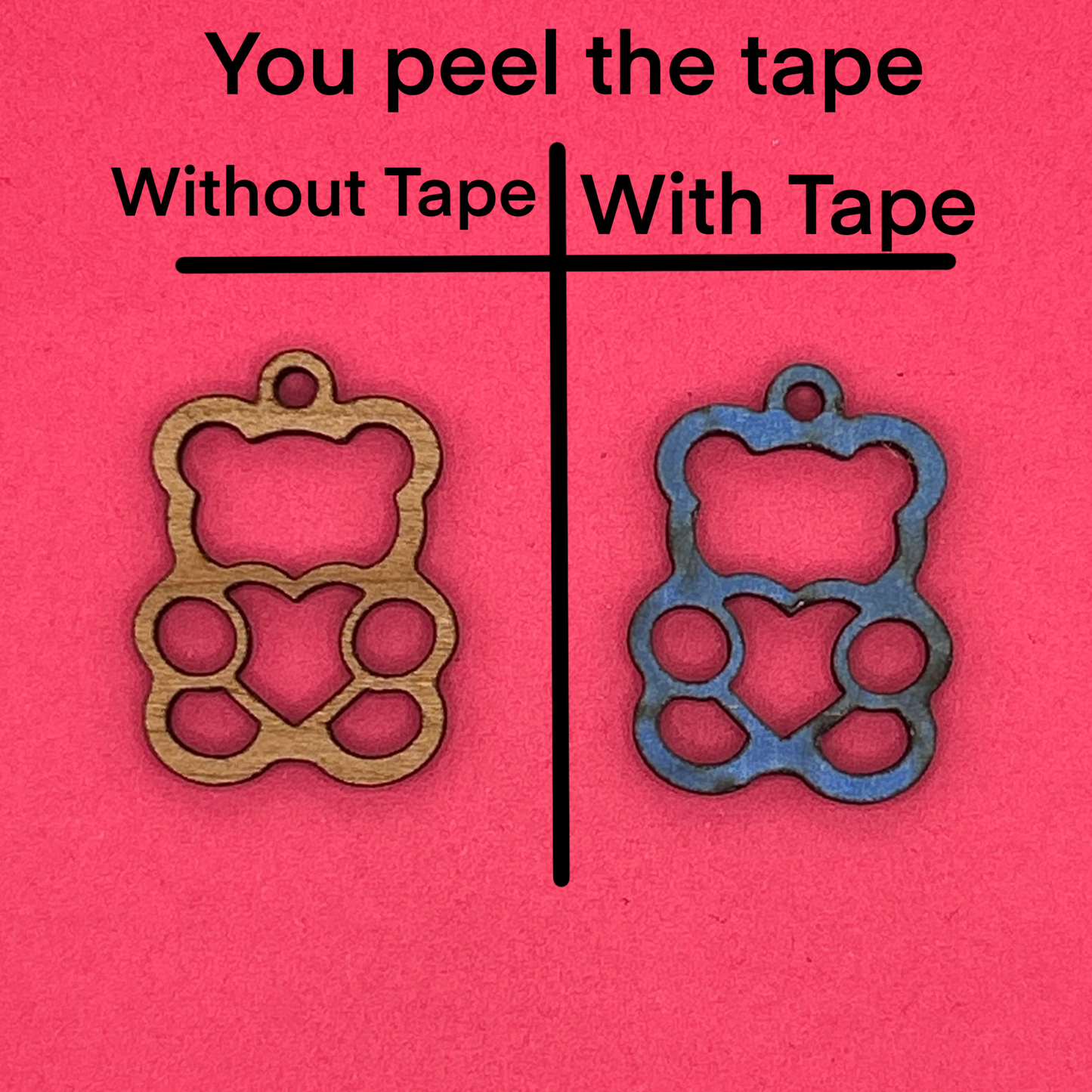 Blank Teddy Bear Heart wooden bezels