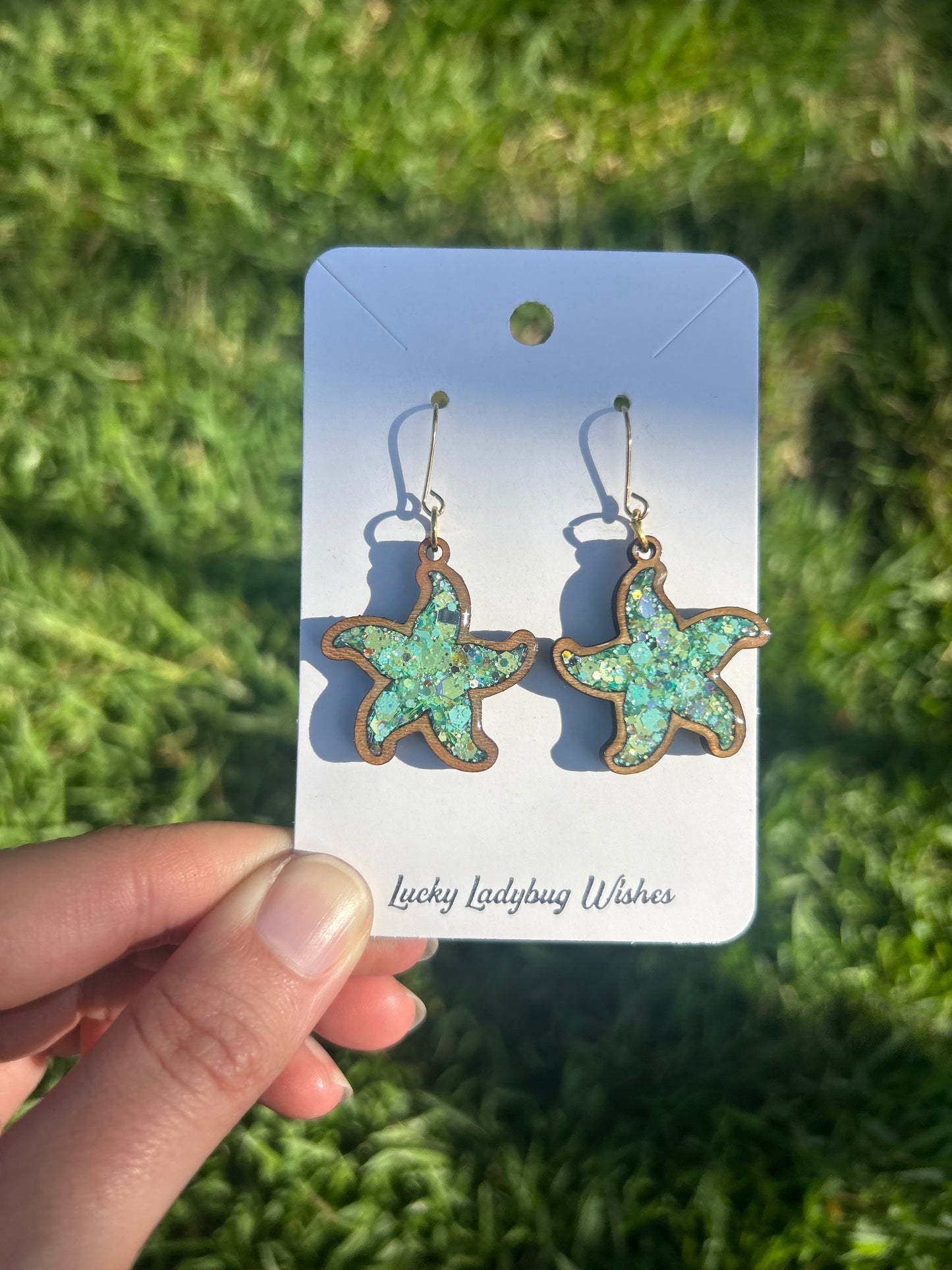 Starfish wooden earrings