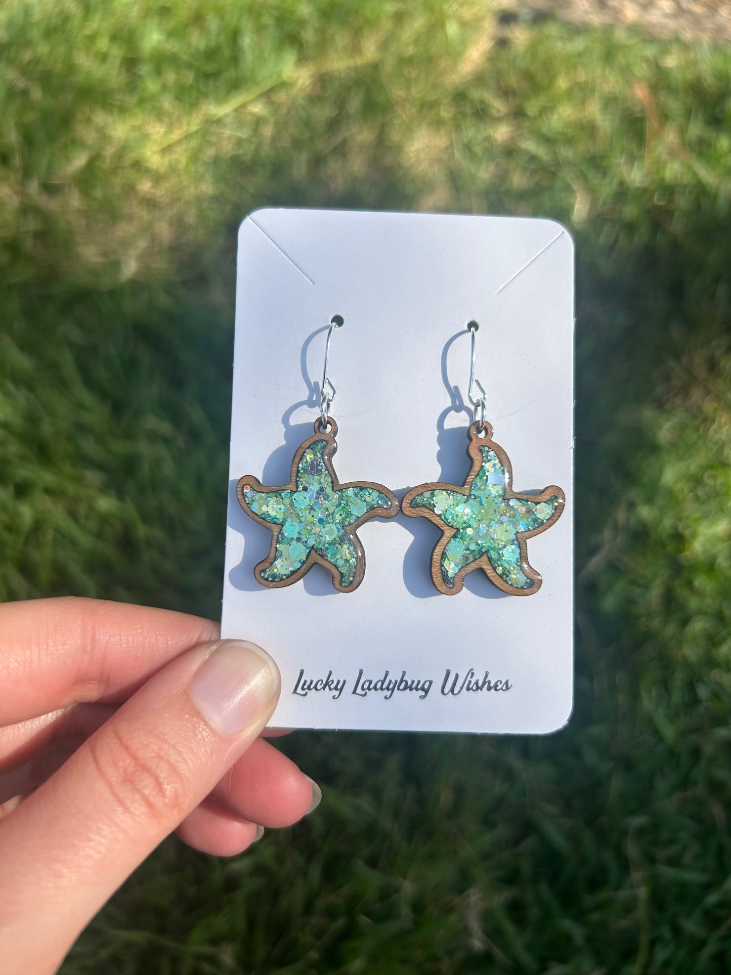 Starfish wooden earrings