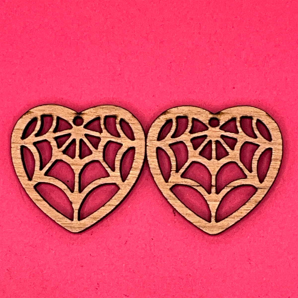 Blank Spider Web Heart wooden bezels
