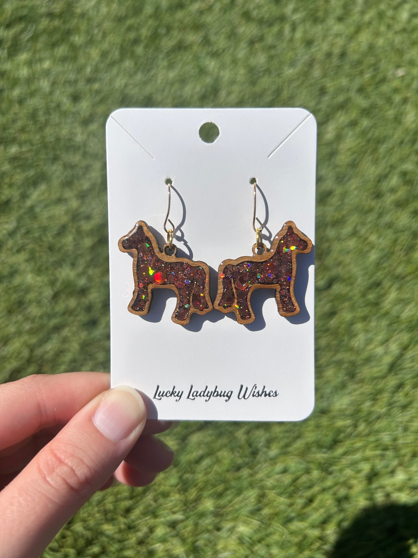 Horse wooden earrings