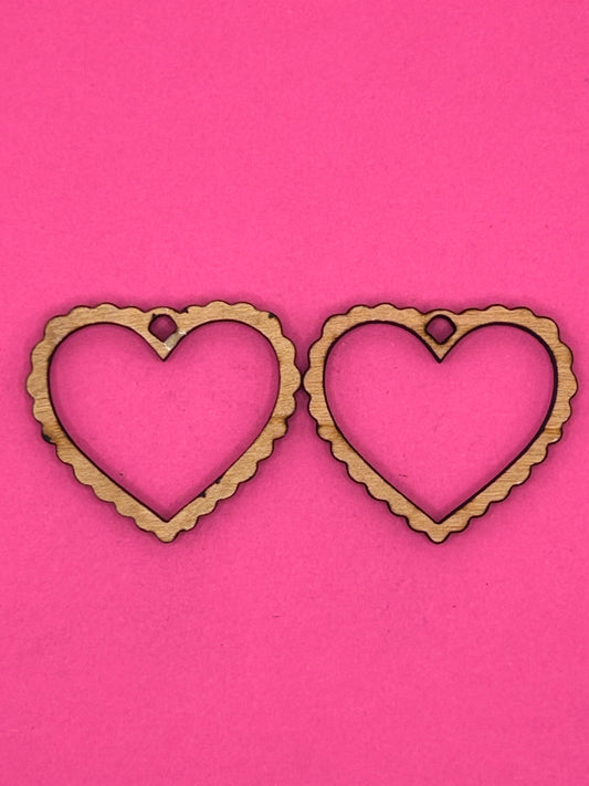 Blank wavy heart wooden bezel