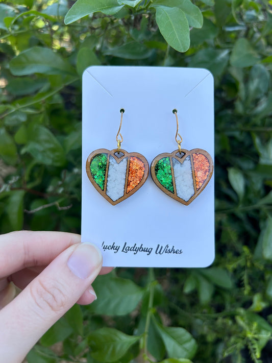 Irish Flag Heart earrings