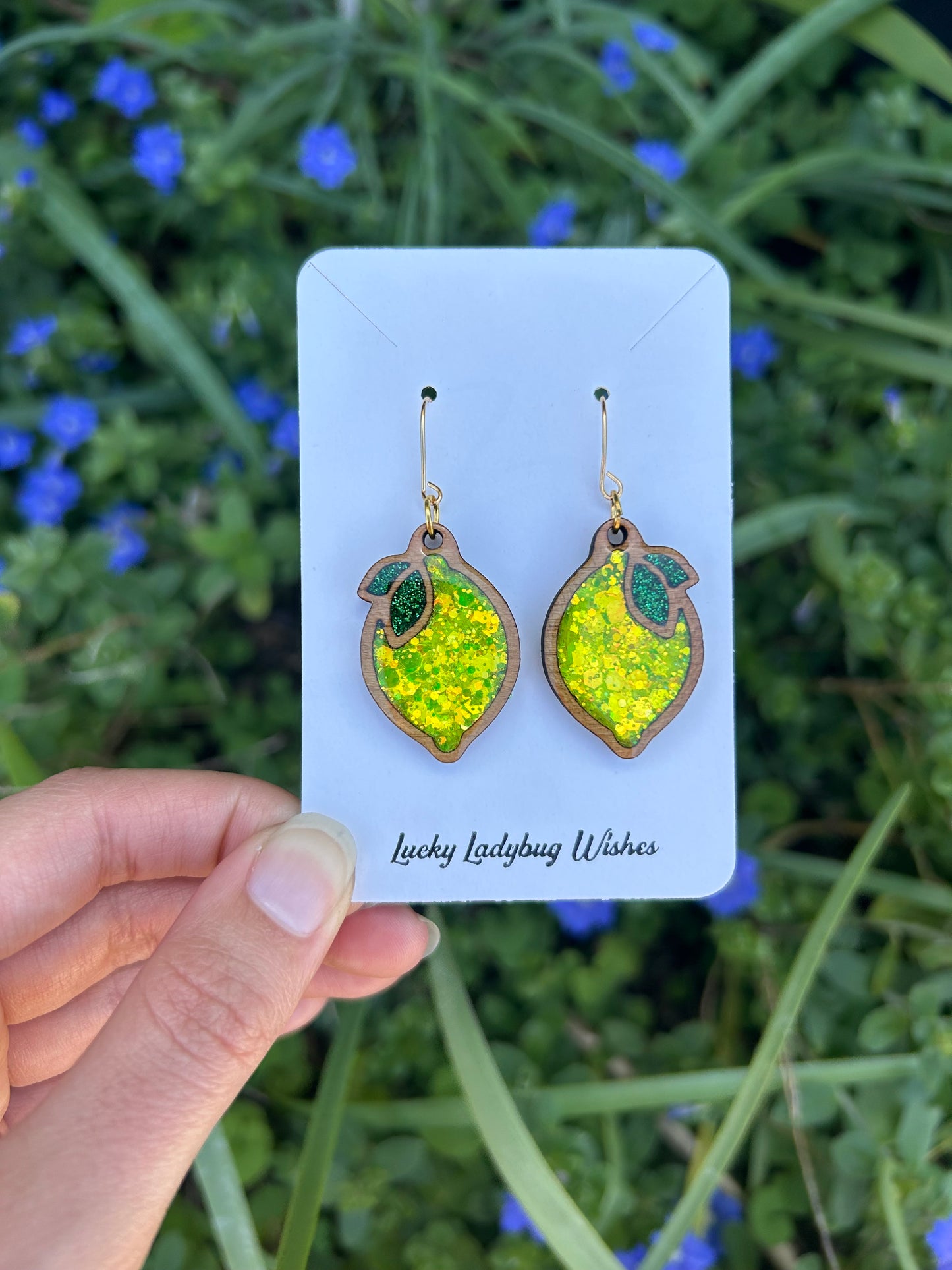 Lemon wooden earrings
