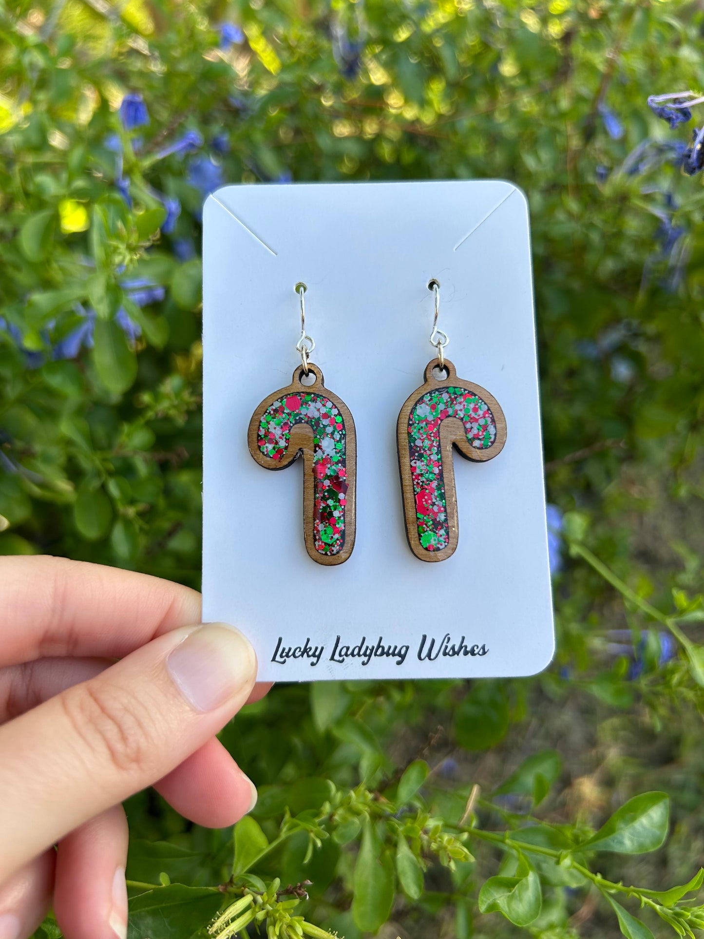 Candy Cane Wooden earrings