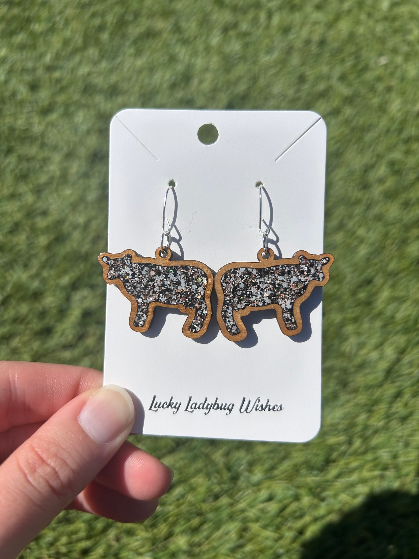 Cow wooden earrings