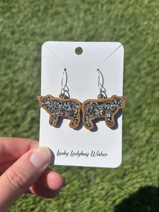 Cow wooden earrings