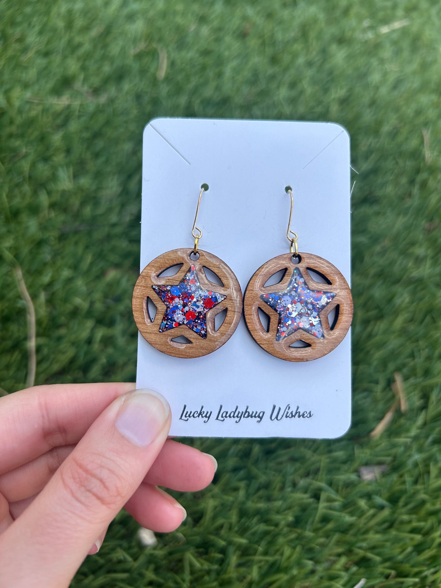 Hoop Stars wooden earrings