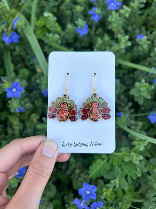 Wooden turkey earrings