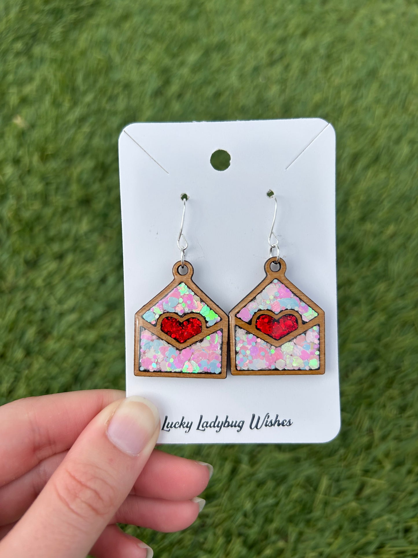 Love letter wooden earrings