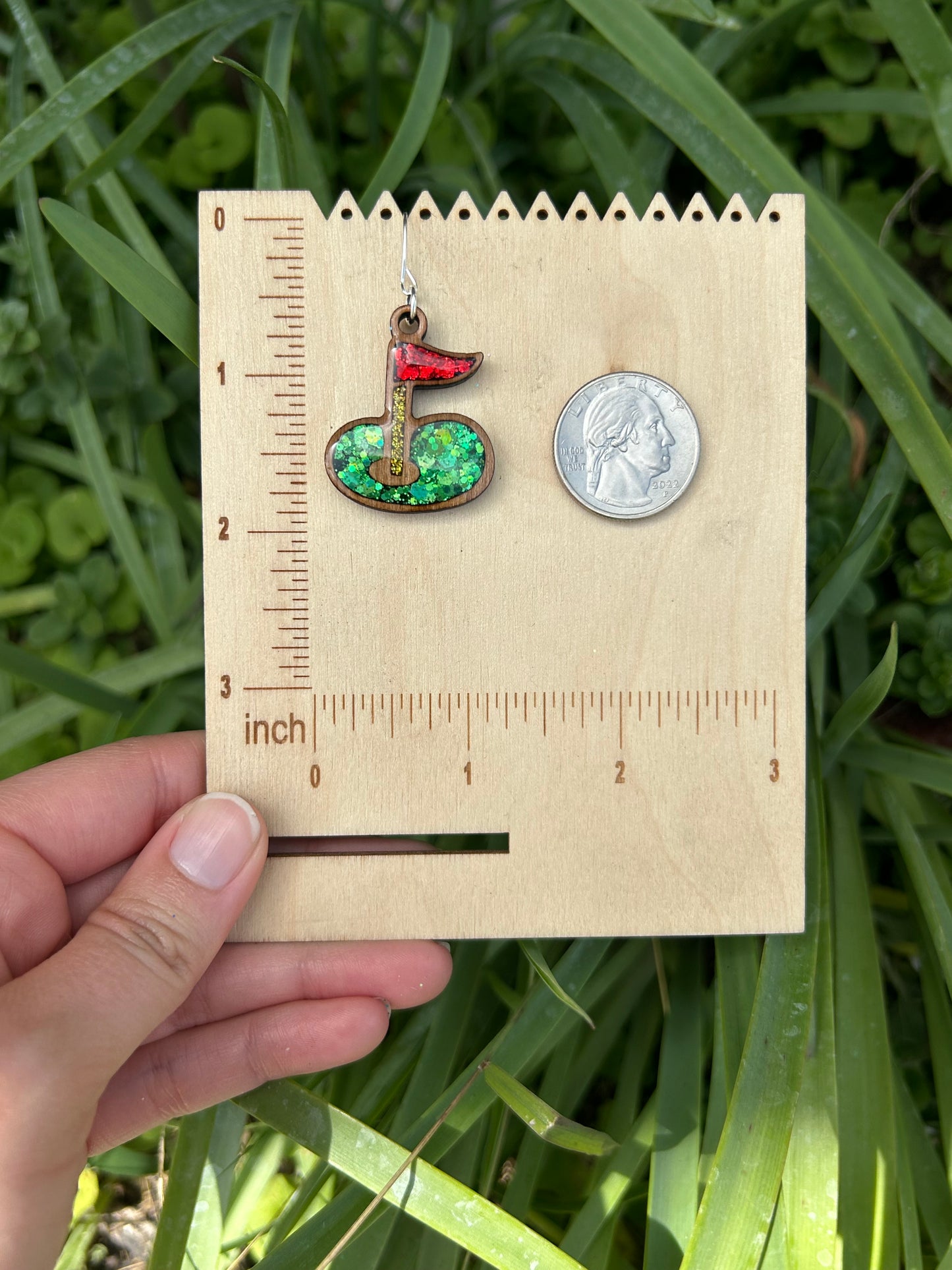 Golf green earrings