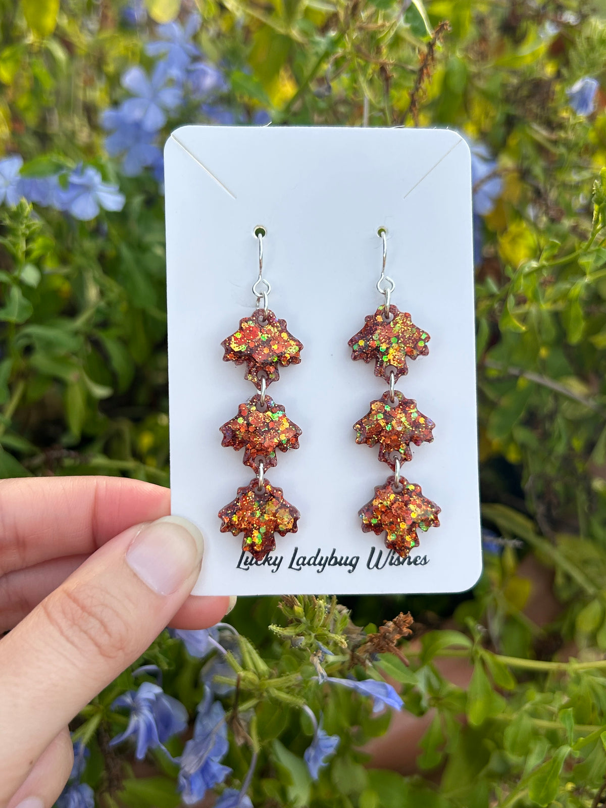 Fall leaf 3 tier earrings