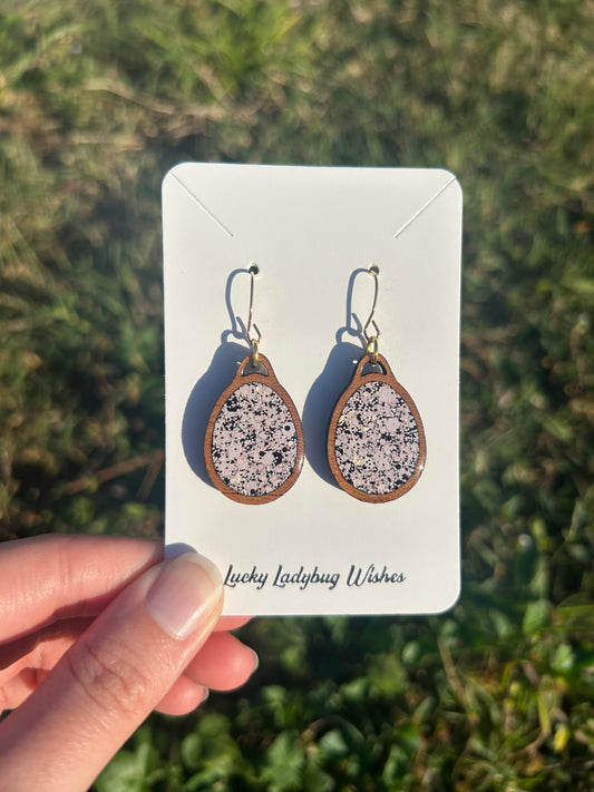 Egg wooden earrings