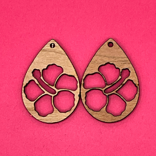 Blank Hibiscus Teardrop wooden bezels